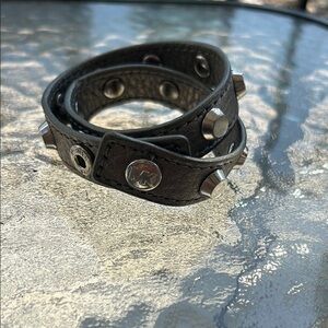Michael Kors Black Leather Bracelet